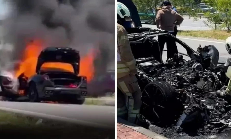 20 MİLYONLUK FERRARİ ALEV TOPUNA DÖNDÜ! SÜRÜCÜ ADALI’NIN OĞLU