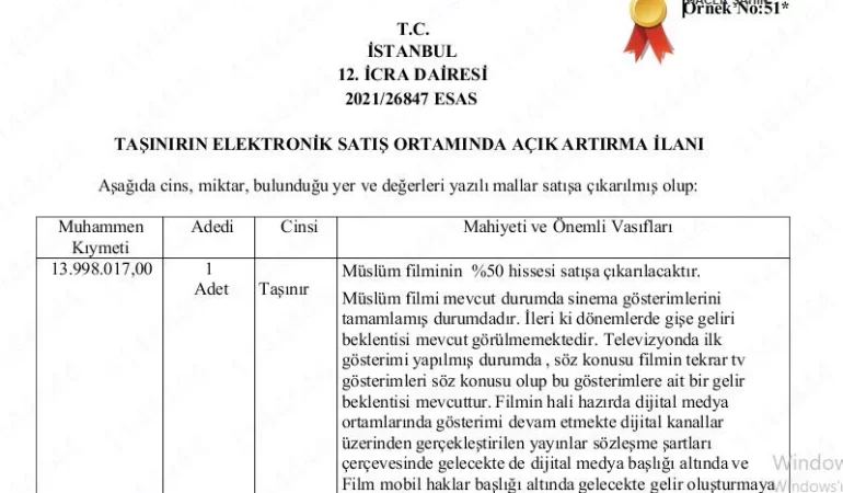 Sinema Dünyasında Şok: Müslüm İcraya Verildi