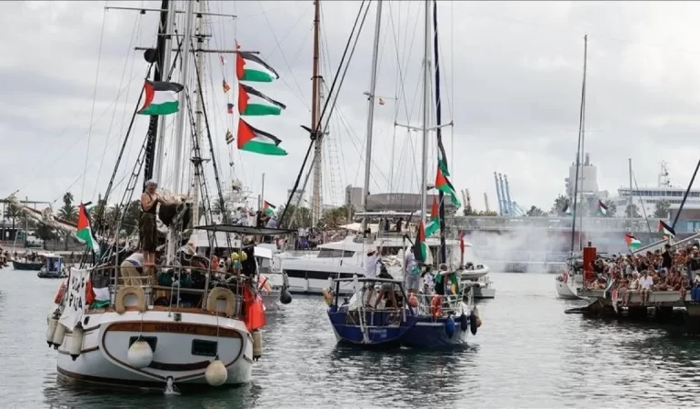 KÜRESEL SUMUD FİLOSU GAZZE’YE ULAŞMAK ÜZERE YOLA ÇIKTI – 175 DENİZ MİLİ KALDI